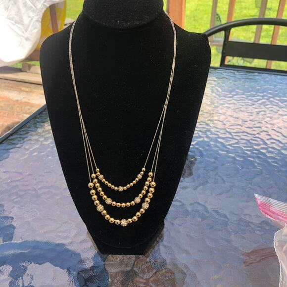 Anne Klein Vintage Multistrand Pave and Gold Beaded Necklace - Picture 1 of 3